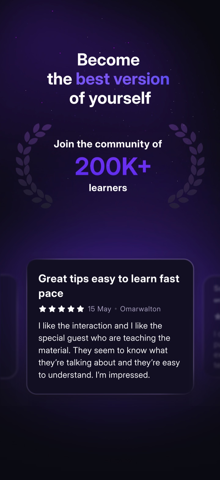 RiseGuide app screenshot 10 of 10 — expert-powered daily self-improvement lessons for communication, leadership and content creation