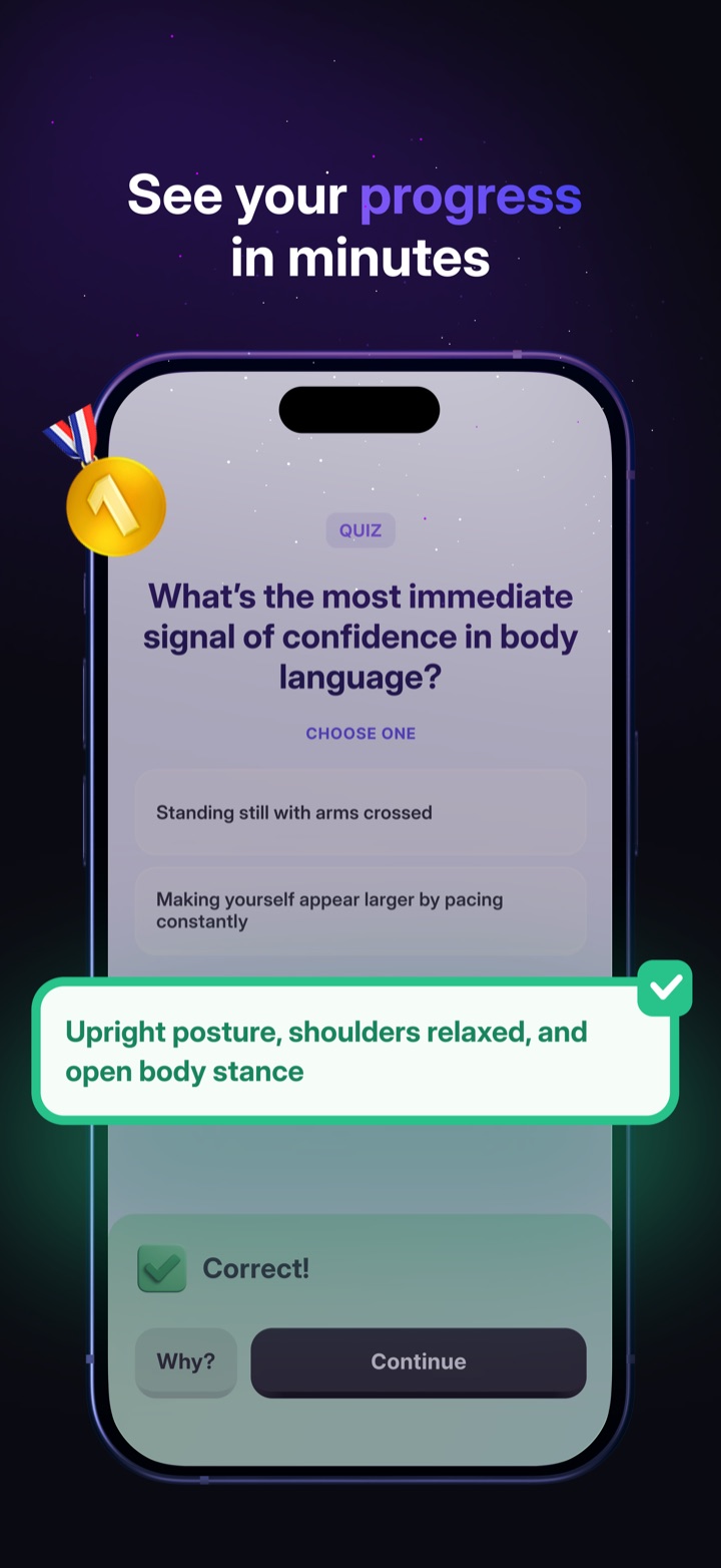 RiseGuide app screenshot 5 of 10 — expert-powered daily self-improvement lessons for communication, leadership and content creation